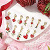 12Pcs Valentine's Day Alloy Enamel Heart Rose Pendant Decorations HJEW-JM02833-01-2