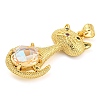 Rack Plating Brass Micro Pave Clear Cubic Zirconia Pendants ZIRC-L100-159G-3