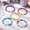 5Pcs Synthetic Moonstone & Frosted Natural Weathered Agate Beads Stretch Bracelets for Women BJEW-JB11333-1