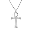 Stainless Steel Crysstal Rhinestone Ankh Cross Pendant Box Chain Necklaces for Men PW-WG356EF-01-1