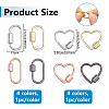 8Pcs 2 Styles 4 Colors Alloy Screw Carabiner Lock Charms FIND-DC0008-31B-2