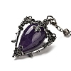 Natural Amethyst Triangle Dowsing Pendulum Pendants G-G022-01AS-01-3