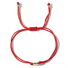 Adjustable Brass Round Bead Polyester Braided Cord Bracelets for Women ZQ0354-2-1