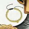 Adjustable Skull & Round Brass Braided Bead Bracelets for Women Men BJEW-JB10822-2