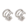 Rack Plating Brass Pave Clear Cubic Zirconia 3-Strand Cuff Earrings for Women EJEW-P280-04P-1