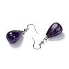 Natural Amethyst Dangle Earrings EJEW-P143-C19-3