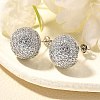 Half Round Brass Micro Pave Clear Cubic Zirconia Stud Earrings X-EJEW-C126-05P-2