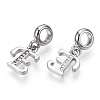 Platinum Rack Plating Alloy Rhinestone European Dangle Charms PALLOY-T048-36P-E-2