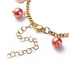 Alloy Enamel & Glass Pearl Charm Bracelet with 304 Stainless Steel Chains for Women BJEW-JB08707-01-6