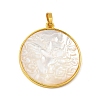 Rack Plating Carved Natural White Shell Pendants SH-CBA69D1-03G-02-1