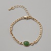 Natural Green Aventurine Oval Link Bracelet with Alloy Chains for Women BJEW-WH0026-04G-1