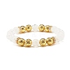 Natural Crackle Quartz & Lava Rock Round Beads Stretch Bracelets Set BJEW-JB07206-3