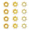 15Pcs 3 Styles Rack Plating Flower Brass Beads KK-CJ0002-66-1