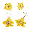 2 Pairs 2 Styles Iron Flower Dangle Earrings and Sweet and Stylish Multi-layer Petal Flower Stud Earrings EJEW-TA0001-80C-2