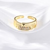 Brass Micro Pave Clear Cubic Zirconia Cuff Rings for Women RJEW-U043-14G-2