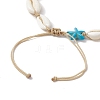 Natural Mixed Cowrie Shell with Synthetic Turquoise Beaded Anklets AJEW-AN00596-04-4