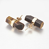 Natural Tiger Eye Stud Earrings EJEW-I212-F-06G-2