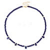 Adjustable 4MM Round and Teeardrop Natural Lapis Lazuli Beaded Necklace for Women Elegant Casual Jewelry Gift YO7964-5-1