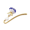 Heart Angel Glass Seed & Plastic Pearl Pendant Bookmark AJEW-MZ00002-03-4