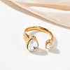 304 Stainless Steel Pave Clear Cubic Zirconia Cuff Open Rings for Women RJEW-F207-03A-G-4