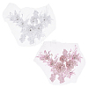 2Pcs 2 Colors Flower Chemical Fiber with Crystal Rhinestone Embroidery Sew on Cloth Patches PATC-FG0003-60B-1