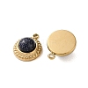 Synthetic Blue Goldstone Half Round Charms STAS-L022-399G-02-2