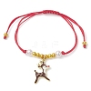 Christmas Theme Alloy Enamel Braided Bead Bracelets BJEW-JB11110-3