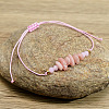 Bohemian Style Natural Rose Quartz Chips Braided Bead Bracelets for Women Men FC0503-1-1