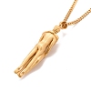 Brass Human Hug Pendant Necklace with 201 Stainless Steel Curb Chains for Women NJEW-I114-01G-3