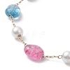 Natural Mixed Gemstone Nuggets & Glass Pearl Beaded Bracelet BJEW-JB09348-2