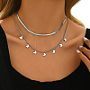 201 Stainless Steel Double Layer Butterfly Tassel Necklaces for Women MM9715-4