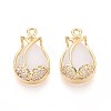 Brass Micro Pave Clear Cubic Zirconia Cat Eye Pendants KK-T071-16G-A01-1