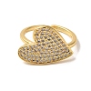 Brass Micro Pave Cubic Zirconia Open Cuff Rings for Women RJEW-G325-01D-G-2