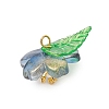 Flower Glass with Leaf Acrylic Charms HJEW-JM02572-02-5