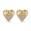 Valentine's Day Heart Brass Micro Pave Clear Cubic Zirconia Stud Earrings EJEW-D305-22G-04-3