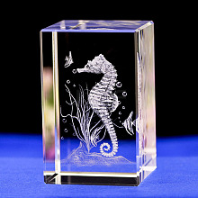 3D Laser Engraving Animal Glass Figurine DJEW-R013-01C
