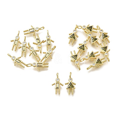 Brass Micro Pave Cubic Zirconia Pendants KK-D339-02G-08-1