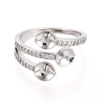 Brass Micro Pave Cubic Zirconia Cup Peg Ring Settings KK-N274-21P-1