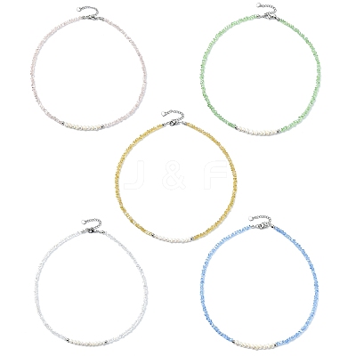 Natural Cultured Freshwater Pearl & Glass Beaded Necklaces for Women NJEW-JN06080-1