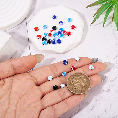 100Pcs 5 Colors Handmade Evil Eye Lampwork Beads Strands LAMP-TA0001-88B-1