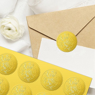 12 Sheets Self Adhesive Gold Foil Embossed Stickers DIY-WH0451-033-1