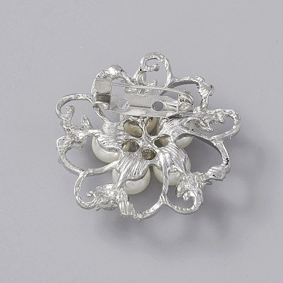 Exquisite ABS Plastic Pearl Flower Lapel Pin JEWB-WH0020-17P-1