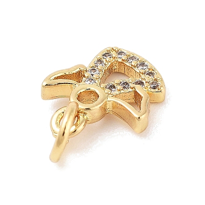 Rack Plating Brass Micro Pave Clear Cubic Zirconia Charms KK-Z064-18G-1