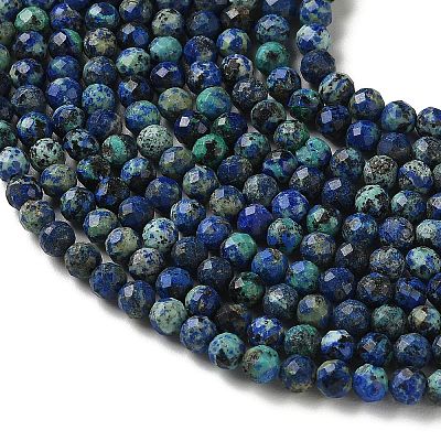 Natural Chrysocolla and Lapis Lazuli Beads Strands G-Z150-A04-4mm-1