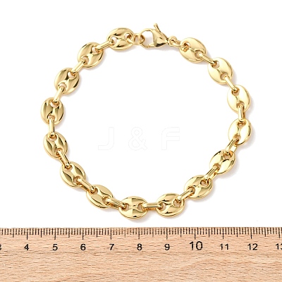 304 Stainless Steel Pig Nose Shape Link Chain Bracelets for Women BJEW-F527-09G-1