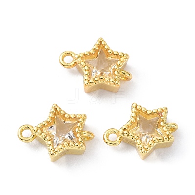 Eco-Friendly Brass Micro Pave Clear Cubic Zirconia Links Connectors ZIRC-C022-06G-1