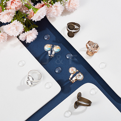 DIY Double Blank Dome Finger Ring Making Kit DIY-UN0004-25A-1