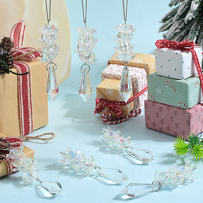 8Pcs Glass Pendants PALLOY-SP00008-1