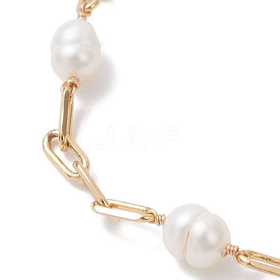 Natural Freshwater Pearl Beaded Link Bracelets BJEW-JB12849-1