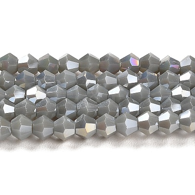 Opaque Solid Color Electroplate Glass Beads Strands EGLA-A039-P4mm-B14-1